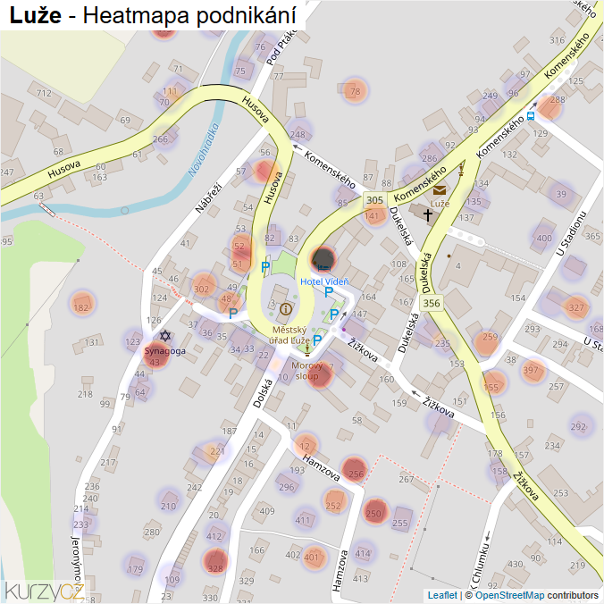 Mapa Luže - Firmy v části obce.
