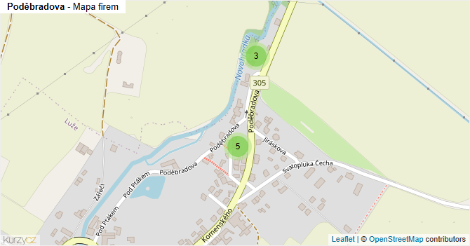 Poděbradova - mapa firem