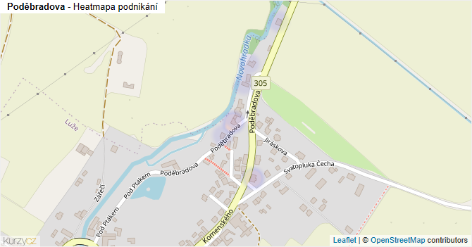 Poděbradova - mapa podnikání