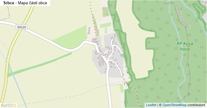 Srbce - mapa části obce