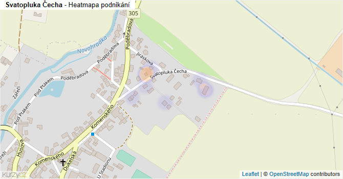 Svatopluka Čecha - mapa podnikání