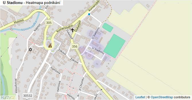 U Stadionu - mapa podnikání