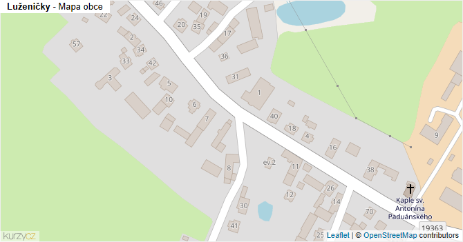 Luženičky - mapa obce