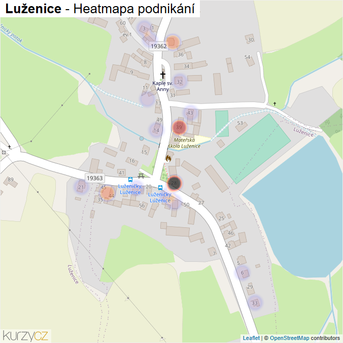 Mapa Luženice - Firmy v části obce.