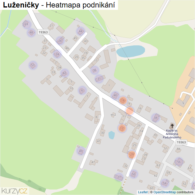 Mapa Luženičky - Firmy v části obce.