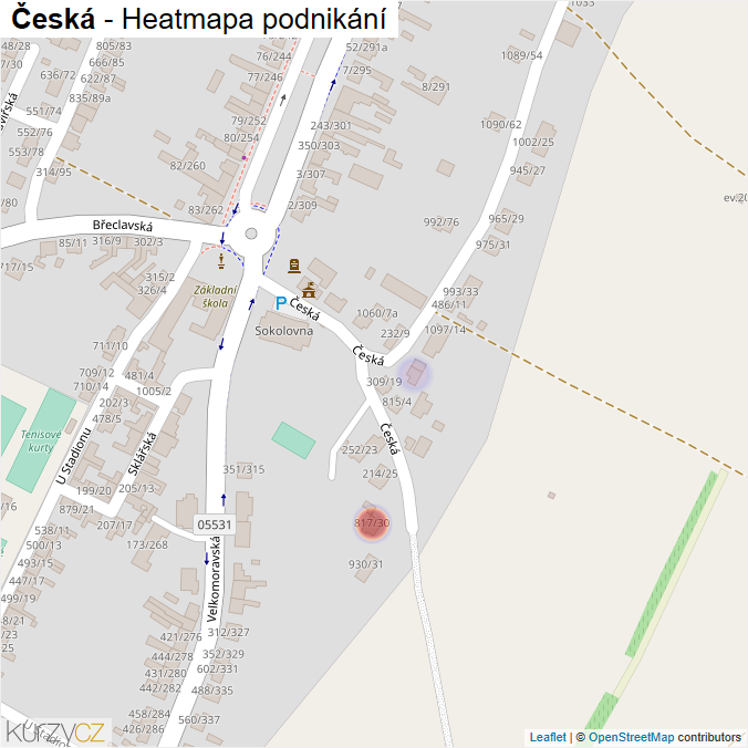 Mapa Česká - Firmy v ulici.