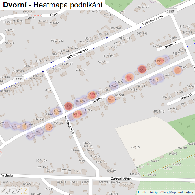 Mapa Dvorní - Firmy v ulici.