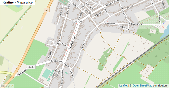 Kratiny - mapa ulice