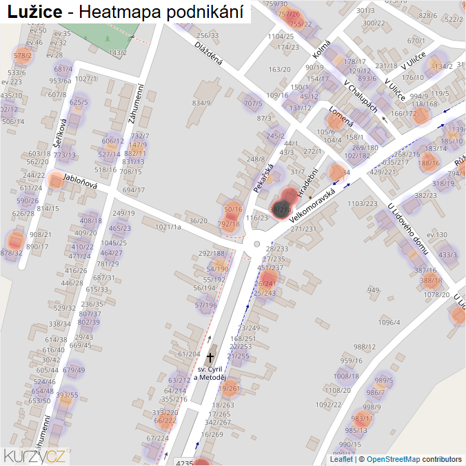 Mapa Lužice - Firmy v části obce.