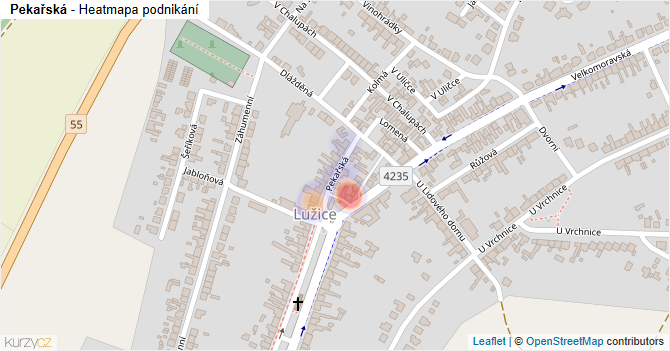 Pekařská - mapa podnikání