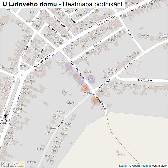 Mapa U Lidového domu - Firmy v ulici.
