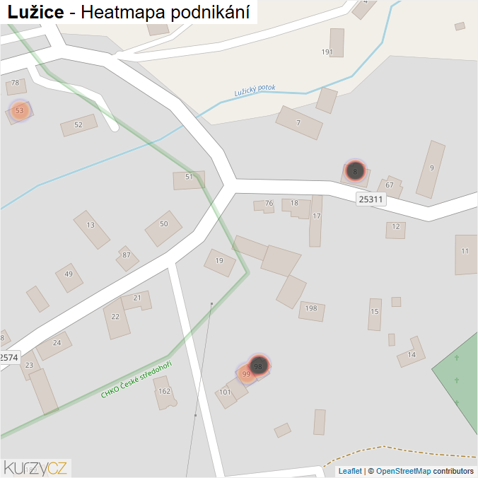 Mapa Lužice - Firmy v obci.