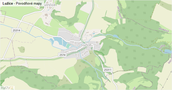 Lužice - záplavové mapy stoleté vody