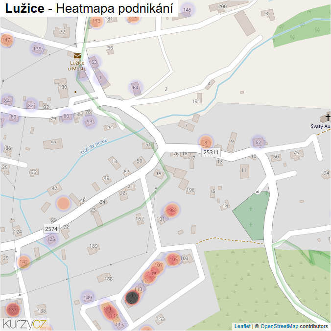 Mapa Lužice - Firmy v části obce.