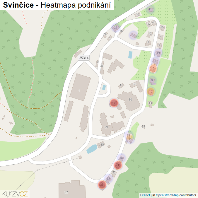 Mapa Svinčice - Firmy v části obce.