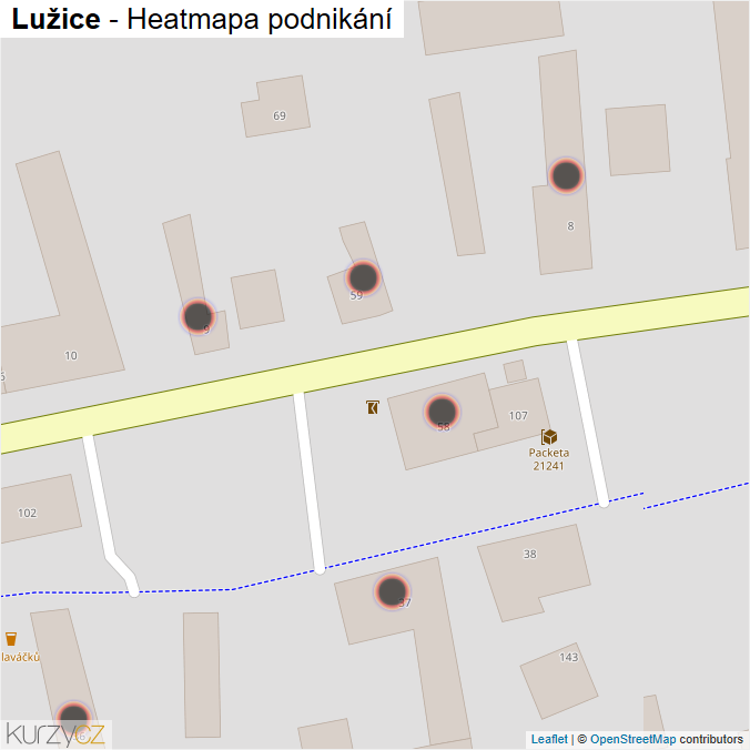 Mapa Lužice - Firmy v obci.