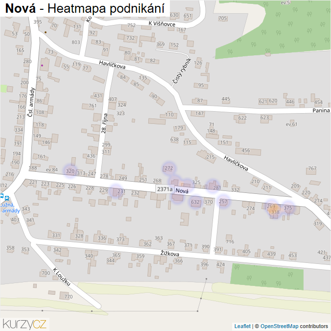 Mapa Nová - Firmy v ulici.