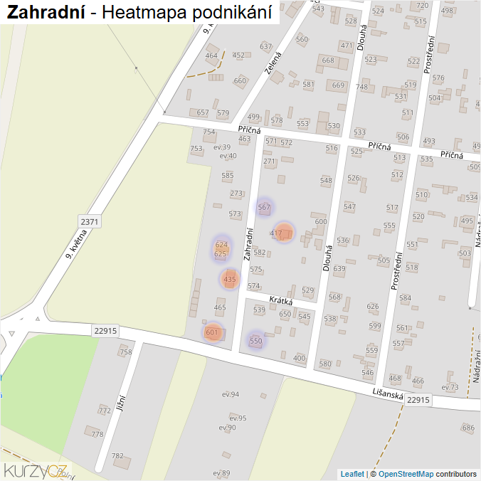 Mapa Zahradní - Firmy v ulici.