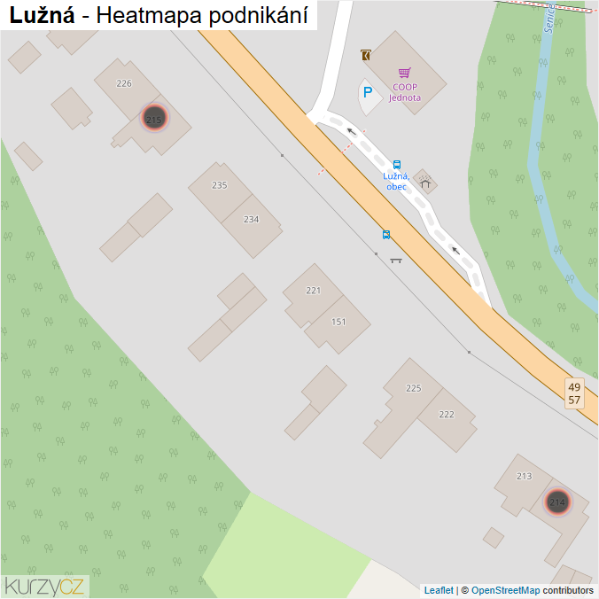 Mapa Lužná - Firmy v obci.