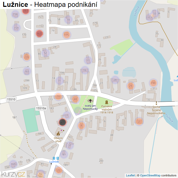 Mapa Lužnice - Firmy v části obce.