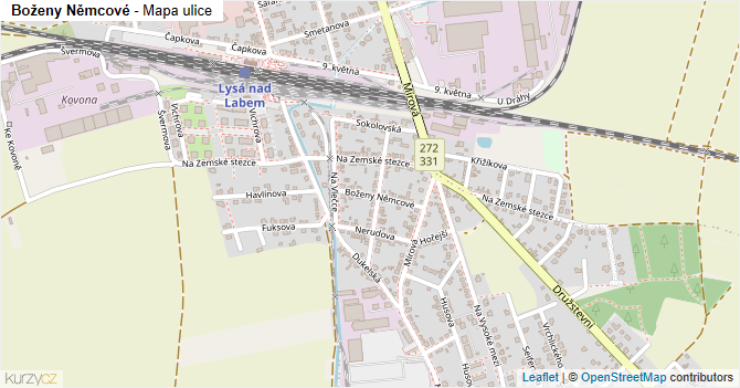 Boženy Němcové - mapa ulice