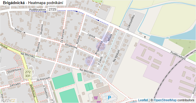 Brigádnická - mapa podnikání