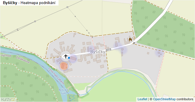 Byšičky - mapa podnikání