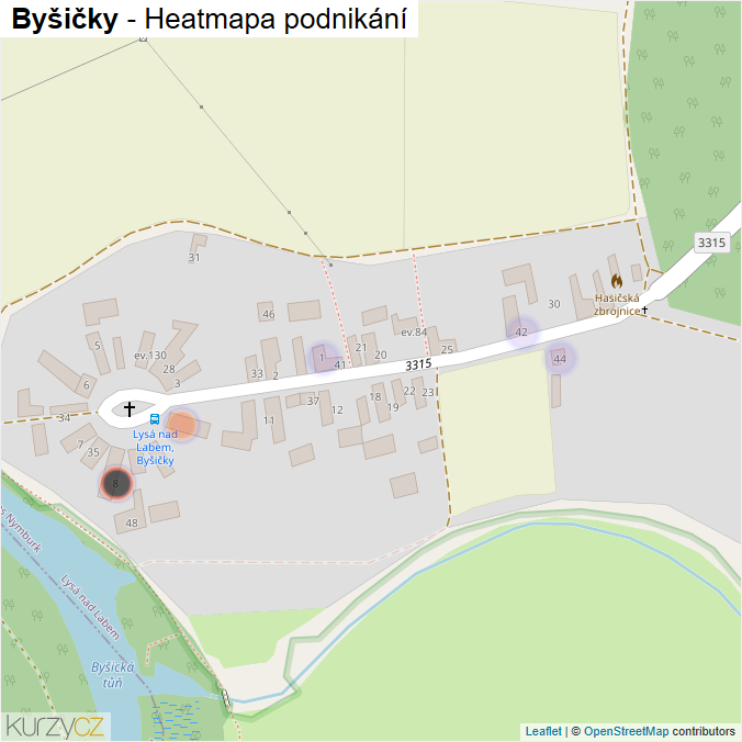 Mapa Byšičky - Firmy v části obce.