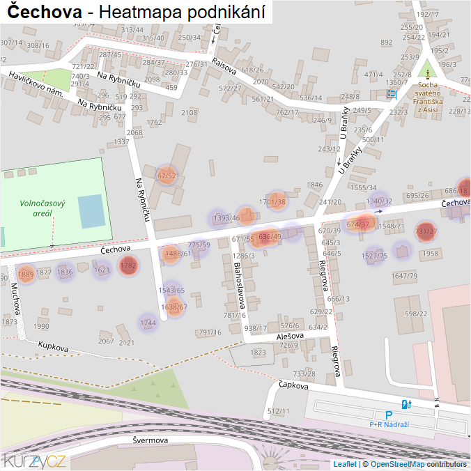 Mapa Čechova - Firmy v ulici.