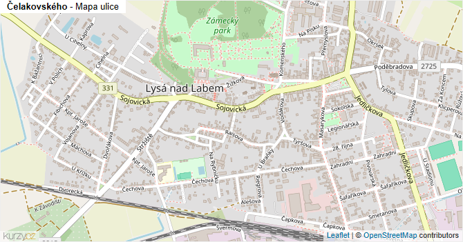 Čelakovského - mapa ulice