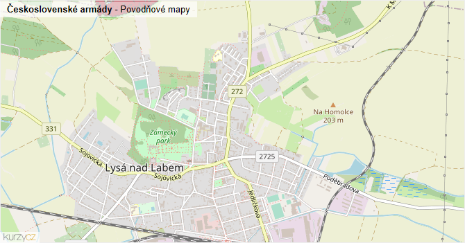 Československé armády - záplavové mapy stoleté vody
