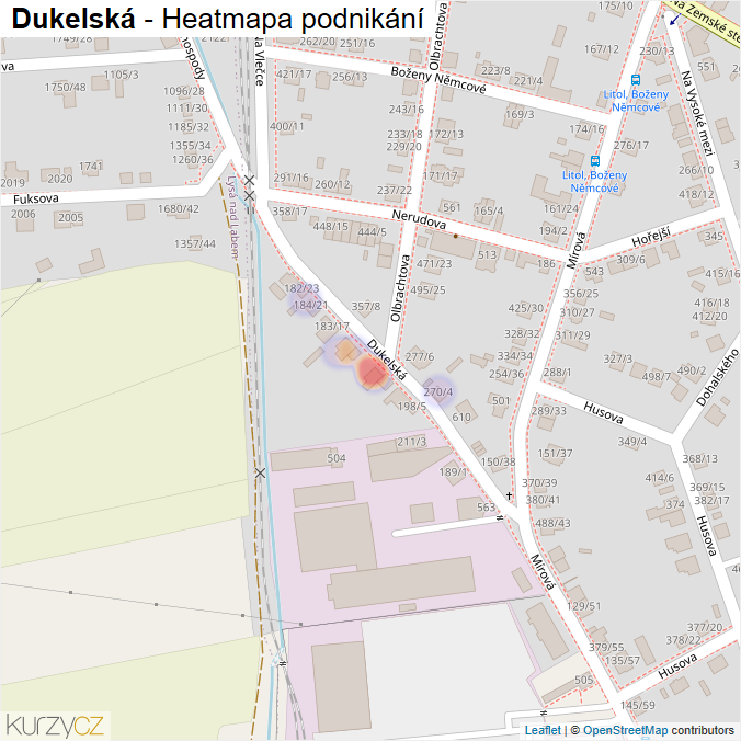 Mapa Dukelská - Firmy v ulici.