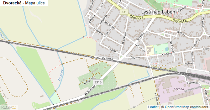 Dvorecká - mapa ulice