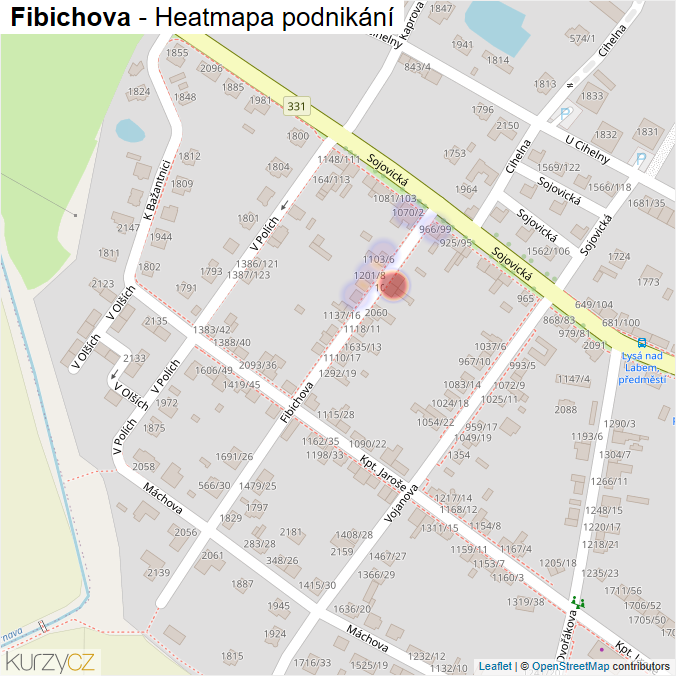 Mapa Fibichova - Firmy v ulici.