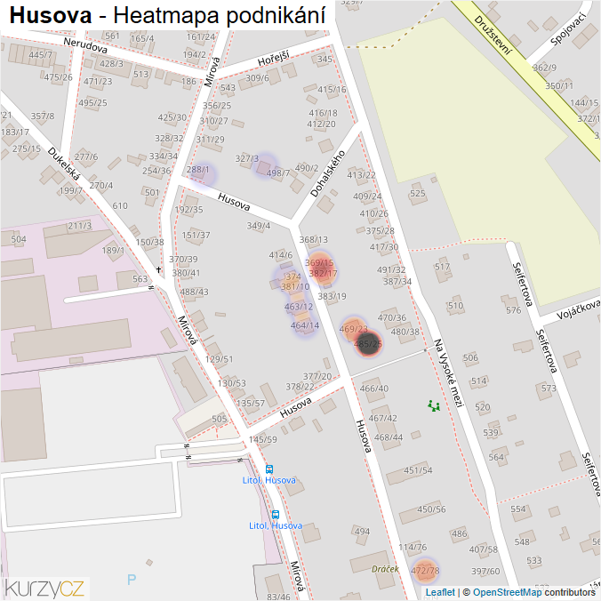 Mapa Husova - Firmy v ulici.