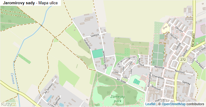 Jaromírovy sady - mapa ulice