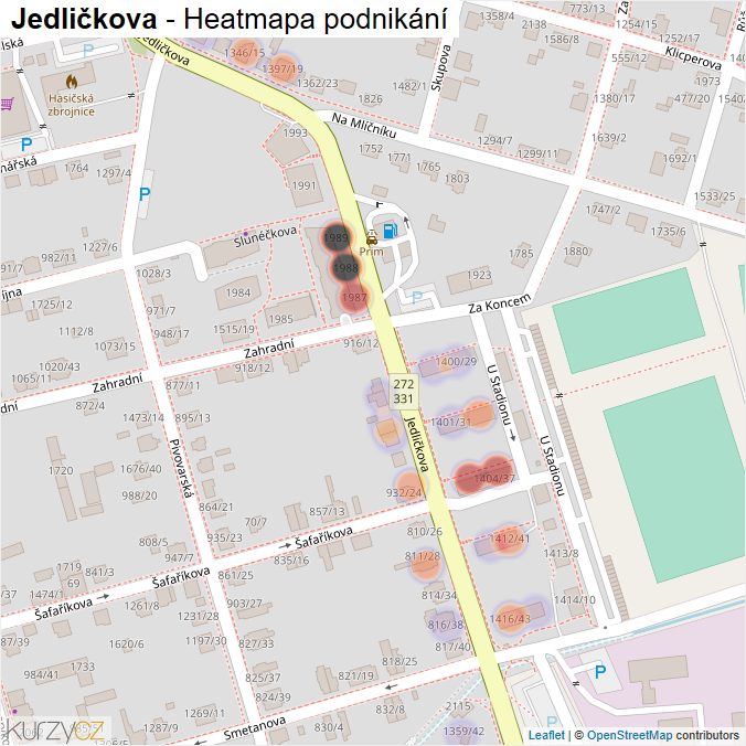 Mapa Jedličkova - Firmy v ulici.