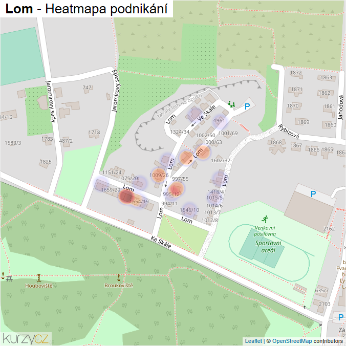 Mapa Lom - Firmy v ulici.