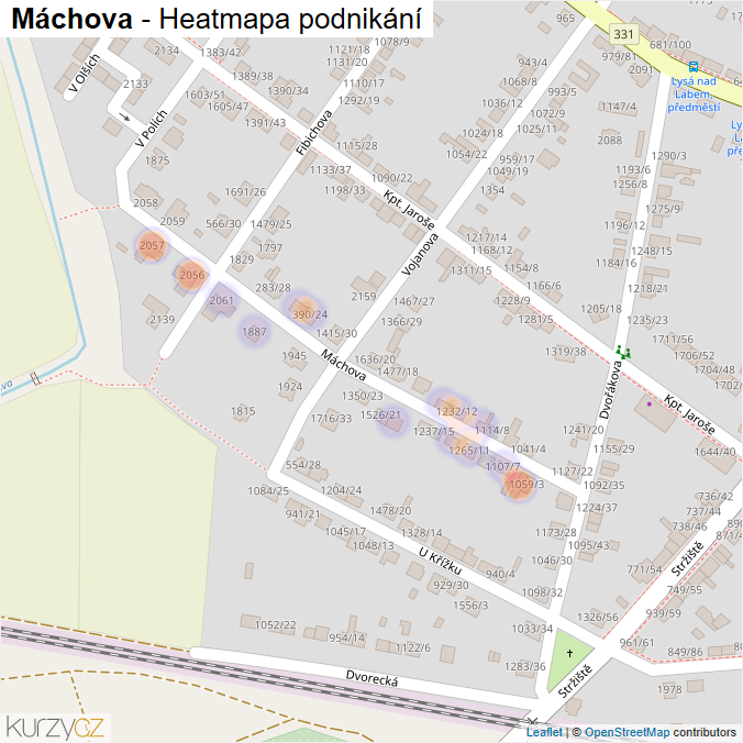 Mapa Máchova - Firmy v ulici.