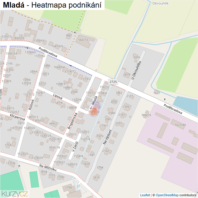 Mapa Mladá - Firmy v ulici.