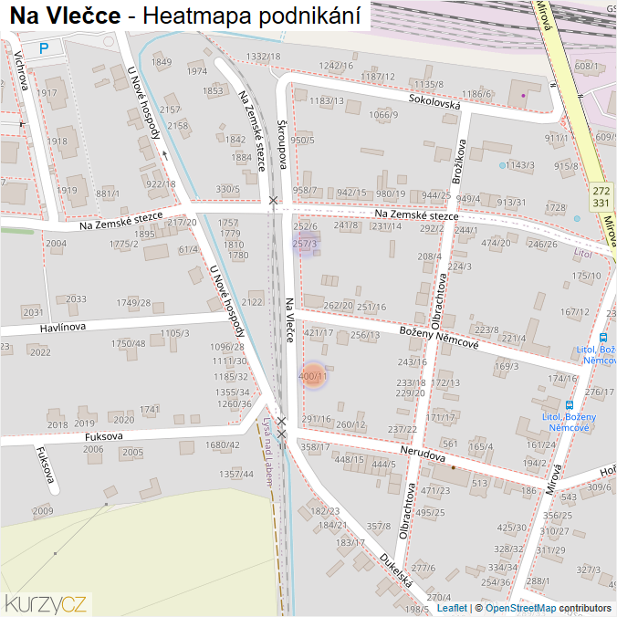 Mapa Na Vlečce - Firmy v ulici.