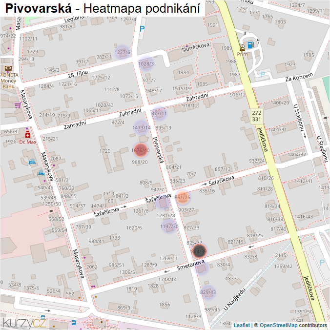 Mapa Pivovarská - Firmy v ulici.