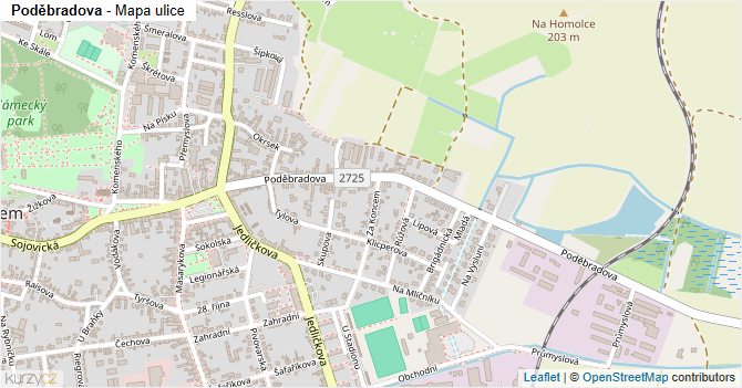 Poděbradova - mapa ulice