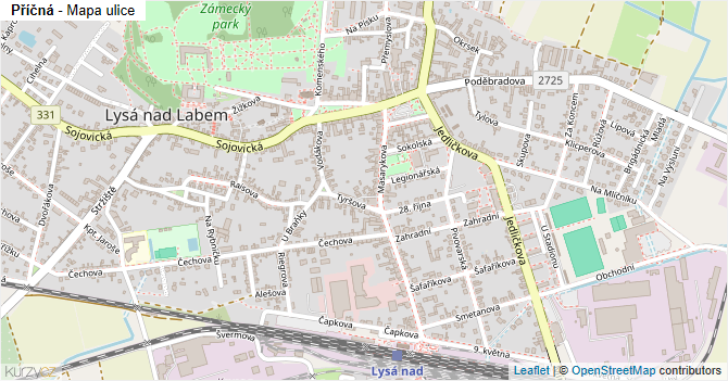 Příčná - mapa ulice