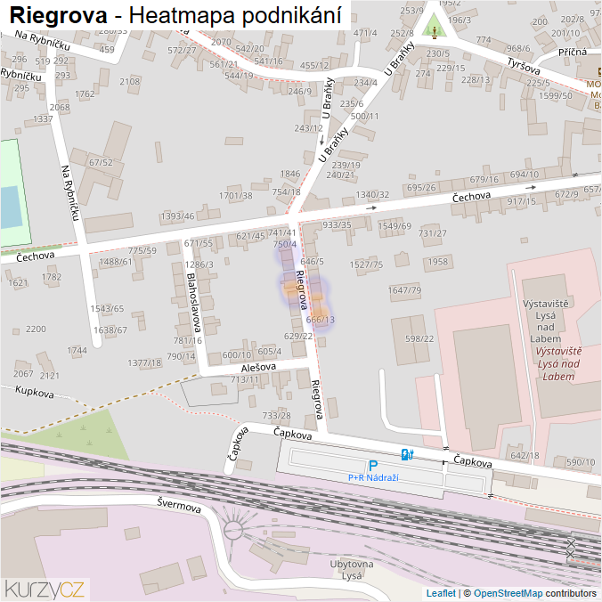 Mapa Riegrova - Firmy v ulici.