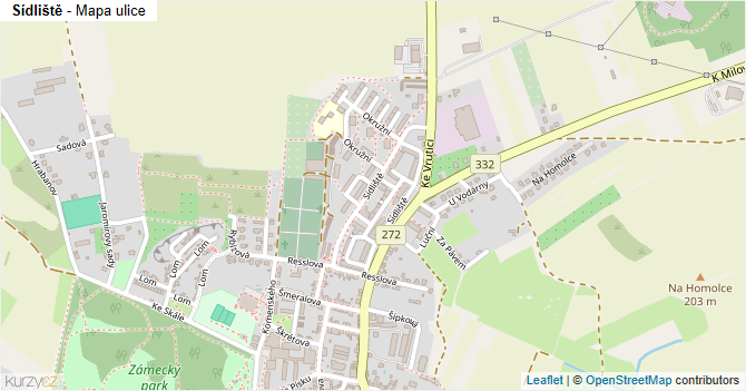Sídliště - mapa ulice