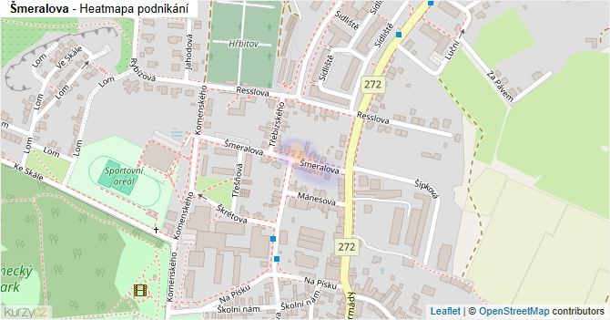 Šmeralova - mapa podnikání