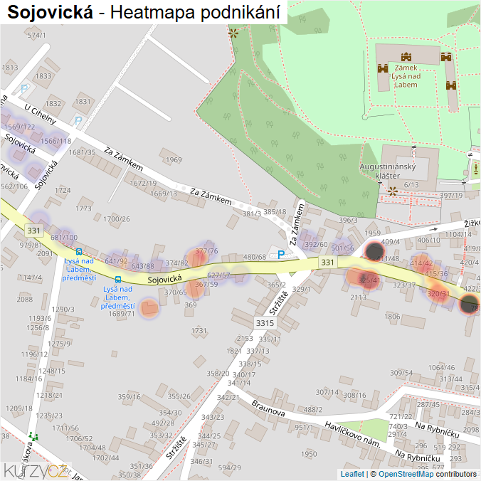 Mapa Sojovická - Firmy v ulici.
