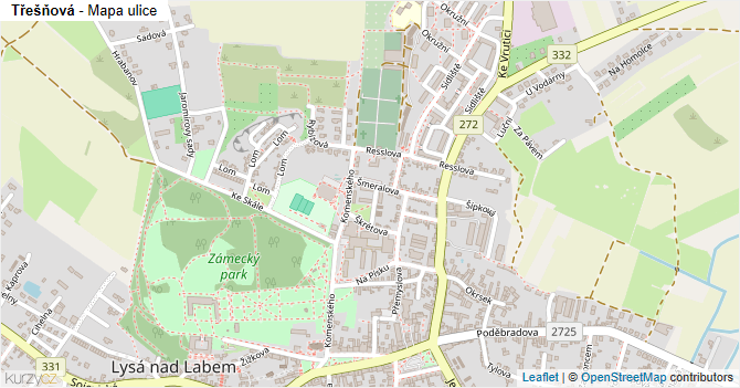 Třešňová - mapa ulice