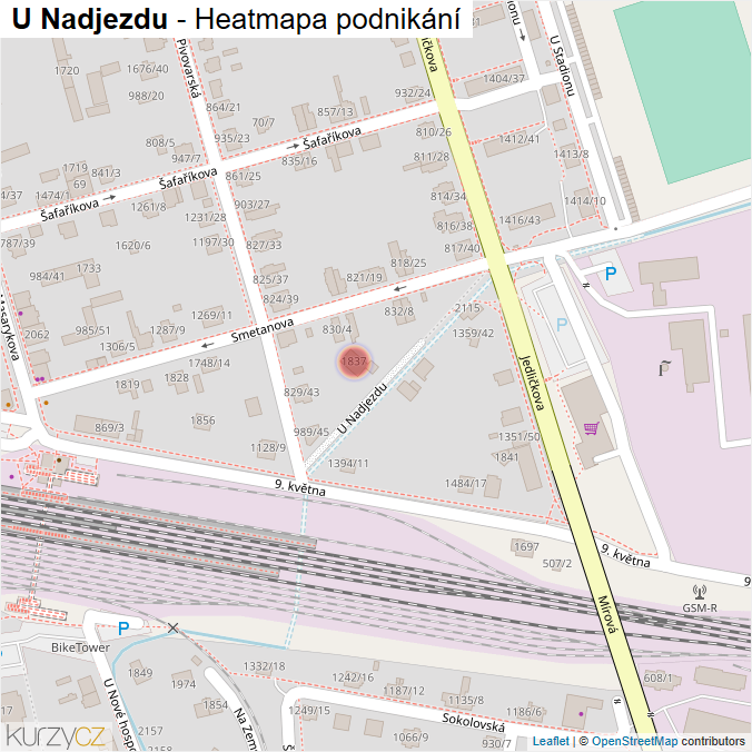 Mapa U Nadjezdu - Firmy v ulici.